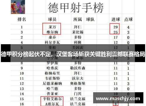 德甲积分榜起伏不定，汉堡客场斩获关键胜利震撼联赛格局